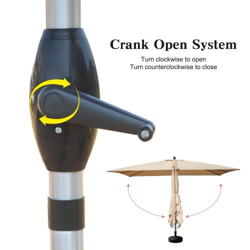 Rectangle Patio Umbrella with Crank Lift , Beige (Base not included)