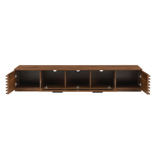 70.8 inch Walnut APP Control RGB LED Glass Flip Door TV Stand Legless Media Console For 80 inch TV