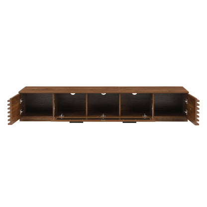 70.8 inch Walnut APP Control RGB LED Glass Flip Door TV Stand Legless Media Console For 80 inch TV