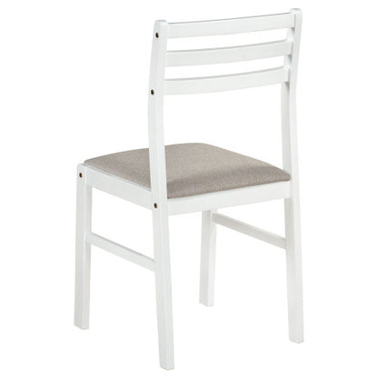 3-Piece White Round Drop Leaf Dining Set, Plywood Table & 2 Taupe Ladder Back Chairs