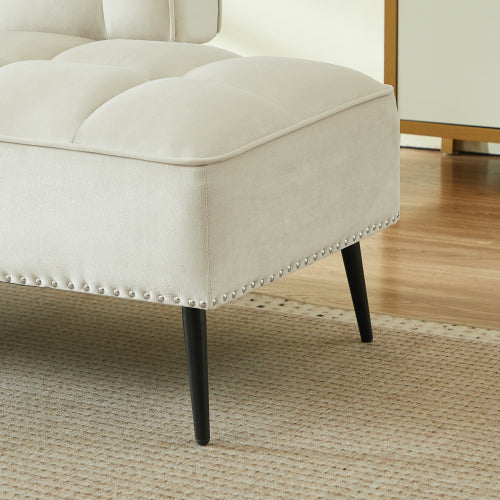 54-Inch Modern Velvet 2-Seater Sofa with Built-In 360 degree  Rotating Side Table