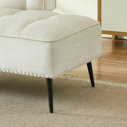 54-Inch Modern Velvet 2-Seater Sofa with Built-In 360 degree  Rotating Side Table