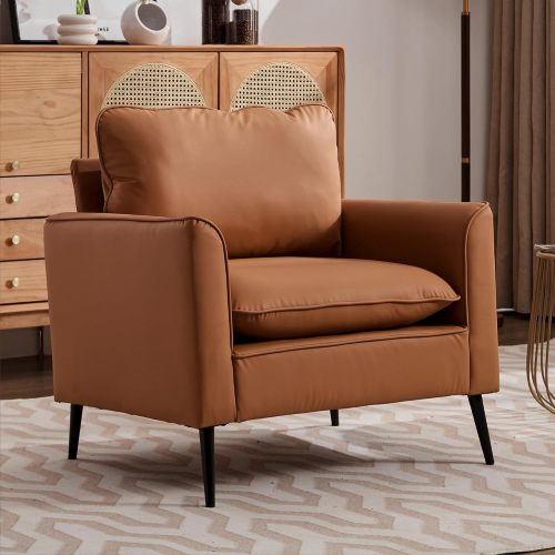 Cat-Paw Faux-Leather Single Accent Sofa Chair Nordic Retro Light-Luxury Side Chair for Living-Room Balcony Bedroom