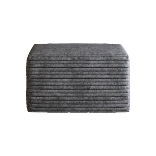 Dark Grey Plush Corduroy Sofa Ottoman, No-Assembly Modular Cloud Couch with Chaise for Living Room & Bedroom