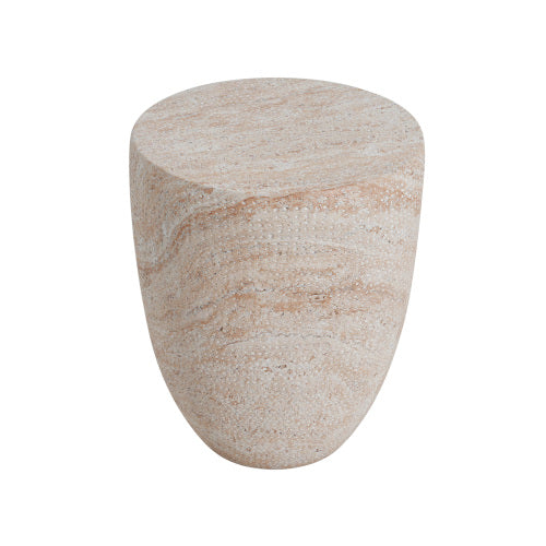 Outdoor/Indoor Lightweight Concrete Side Table,Travertine Finish