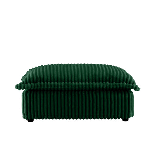 Green Corduroy Ottoman with Deep Cushioned Seat Design