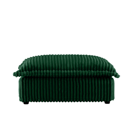 Green Corduroy Ottoman with Deep Cushioned Seat Design