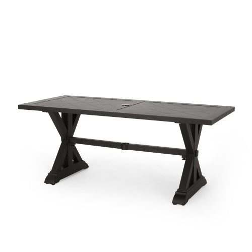 Outdoor Dining Table, Antique Matte Black