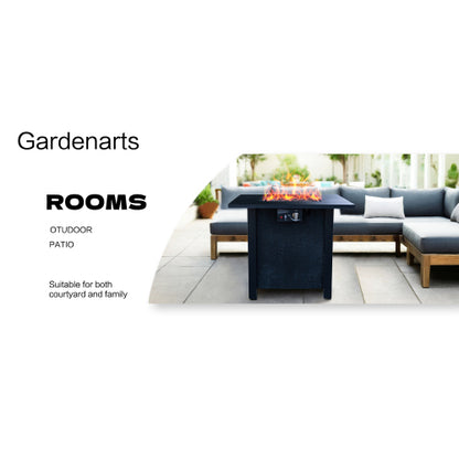 25" H Outdoor Patio Propane Gas Fire Pit Table - 50,000 BTU High-temperature-resistant carving process for environmentally friendly materials with the effect of rattan weaving grain