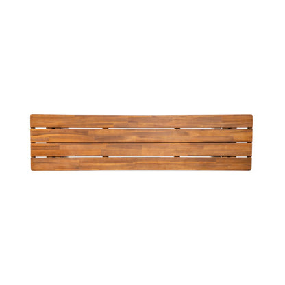 Outdoor 1pcs Acacia Wood Bench,Teak Finish+ Brown Wicker