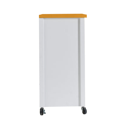 Kitchen Island Cart with walnut wood Top, Rolling Storage Cabinet on Wheels with Drawers, Sideboard Buffet with Towel Bar, White
