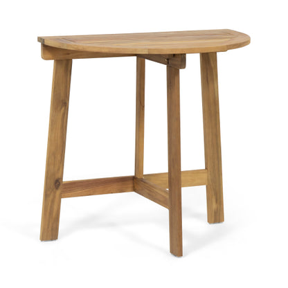 Outdoor Half-Round Folding Acacia Wood Bistro Table, Natural