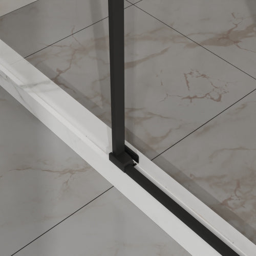 Goodyo 60" W x 72" H Sliding Shower Door, Semi-Frameless Glass Shower Door, 1/4" (6mm) Thick Tempered Clear Glass with Easy-clean Coating, Stainless Steel Hardware, Matte Black