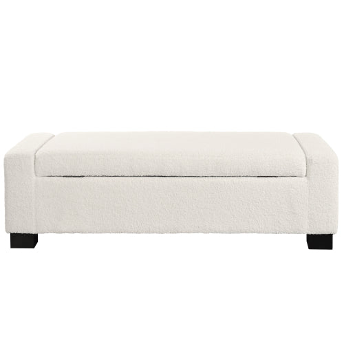 50inch  Ottoman Bench in Textured Fabric, Rectangular Design with Hinged Lid for Seating, Footrest, and Hidden Storage, Perfect for Living Room, Bedroom, or Entryway