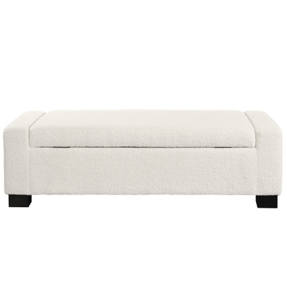 50inch  Ottoman Bench in Textured Fabric, Rectangular Design with Hinged Lid for Seating, Footrest, and Hidden Storage, Perfect for Living Room, Bedroom, or Entryway