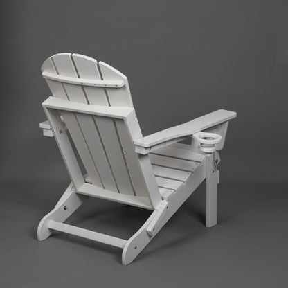 HDPE Folding Chair with Dual Cup Holder - Composite Chair with Wood Texture- White