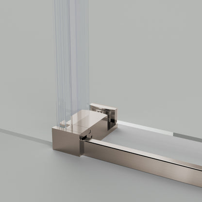 56-60"W x 76"H Frameless Shower Door, Sliding Shower Door, with Premium 5/16"(8mm) Thick Tempered Glass Shower Enclosure ,Chrome Brushed Nickel With Buffer