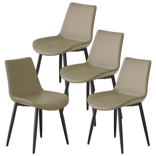 PU Leather Dining Chairs with Adjustable Feet, Set of 4, Camel