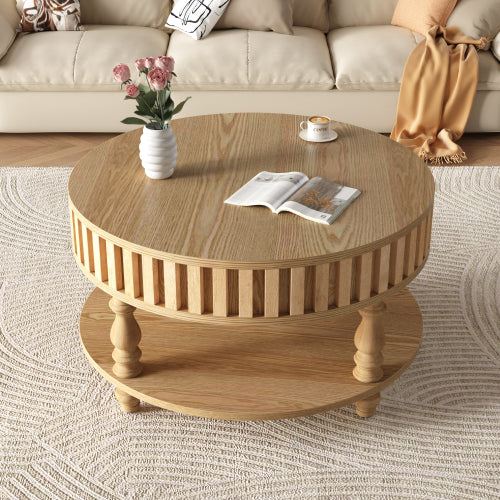 31.5inch  Flip-Top Mid-Century Coffee Table, Natural Wood