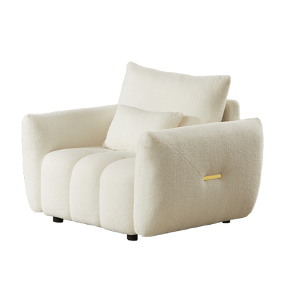 35.24-Inch Teddy Fleece Modern Lounge Accent Chair with 1 Pillow for Apartment Living-Room Bedroom