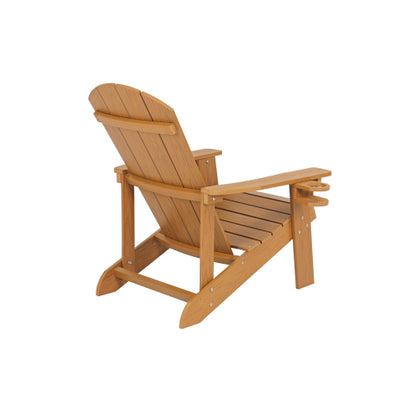 Lounge chair teak color, suitable for all seasons: Outdoor lounge chair, made of sturdy HIPS material, equipped with 304 stainless steel accessories.
