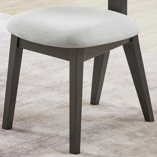 Set of 2 Light Gray Fabric Contemporary Dining Chairs, Gray Rubberwood Plywood MDF Curved Back Chairs