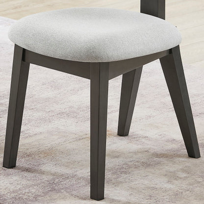 Set of 2 Light Gray Fabric Contemporary Dining Chairs, Gray Rubberwood Plywood MDF Curved Back Chairs