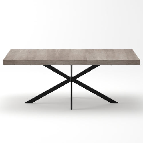 55.11inch-70.86inch Extendable Dining Table with Storage Box, Grey Retro Design