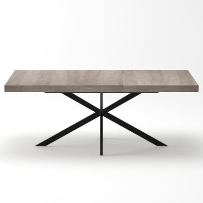 55.11inch-70.86inch Extendable Dining Table with Storage Box, Grey Retro Design