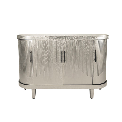 Champagne Modern Curved Four-Door Sideboard Solid Wood Leg Adjustable Shelf High Load-Bearing Home Console Cabinet