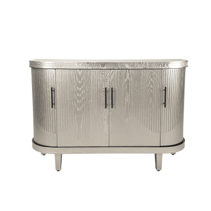 Champagne Modern Curved Four-Door Sideboard Solid Wood Leg Adjustable Shelf High Load-Bearing Home Console Cabinet