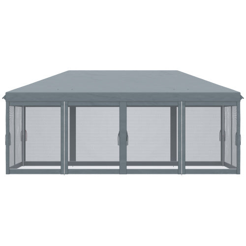 10' x 20' Pop Up Canopy Tent with Netting, Heavy Duty Instant Sun Shelter, Large Tents for Parties with Carry Bag for Outdoor, Garden, Patio, Gray