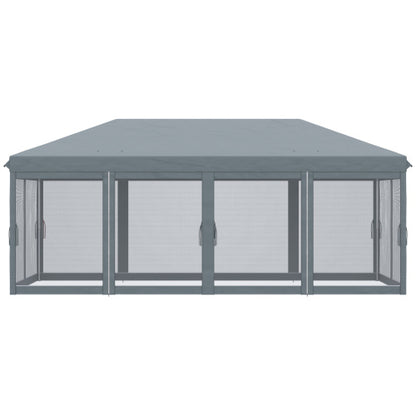 10' x 20' Pop Up Canopy Tent with Netting, Heavy Duty Instant Sun Shelter, Large Tents for Parties with Carry Bag for Outdoor, Garden, Patio, Gray