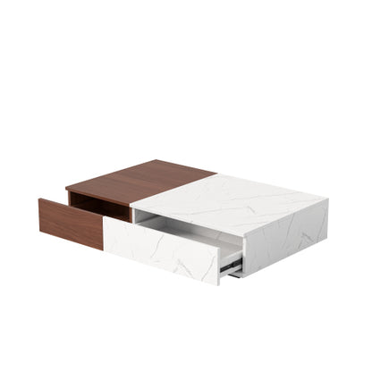 Modern Walnut Coffee Table with Storage MDF Living Room Center Table