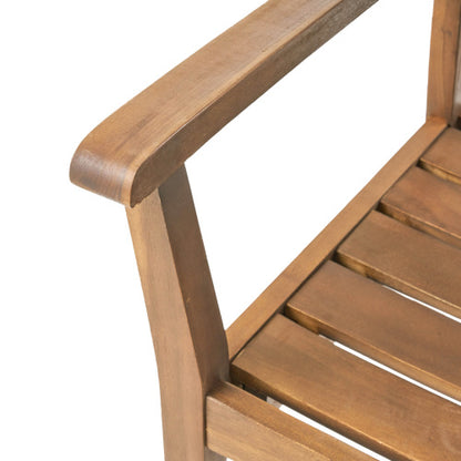 Dining Chairs Set of 2, Acacia Wood Patio Armchairs for Backyard, Poolside and Garden, Teak