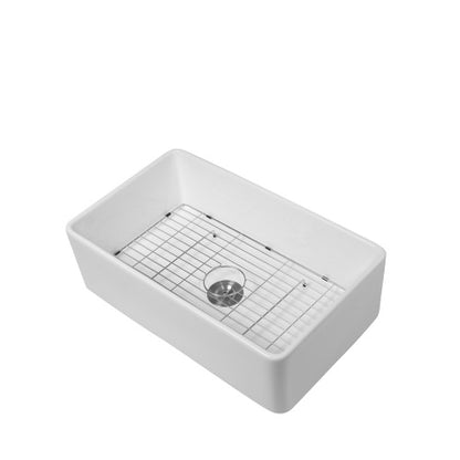 33 Farmhouse Sink - 33 x 20 x 9 Inch White Farmhouse Kitchen Sink Apron Front Porcelain Ceramic Single Bowl Kitchen Sinks