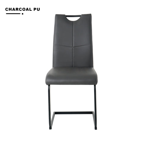 PU Upholstered Dining Chairs with Metal Legs, Set of 2, Charcoal/Gray