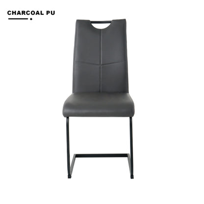 PU Upholstered Dining Chairs with Metal Legs, Set of 2, Charcoal/Gray