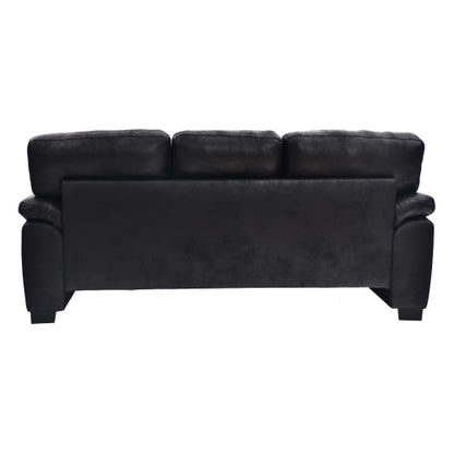 81 inch  Black 3-Seater Retro Foil-Fabric Sofa,Padded Armrests,Black Triangle Legs