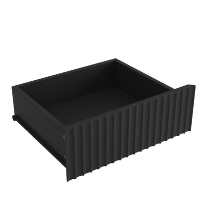 2 Pack Black Nightstand, Sliding Top Charging Station & RGB LED Fluted Drawers