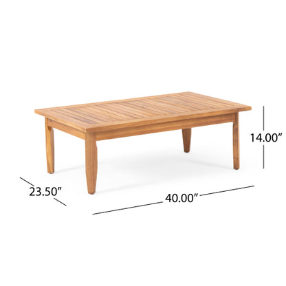 Aston Acacia Wood Outdoor Loveseat Set_Loveseat&Coffee Table - Teak Finish + Dark Gray Cushion