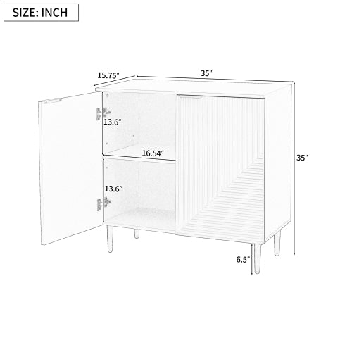 Modern Geometric Door Side Cabinet Home Accent Storage Cabinet With Metal Legs Adjustable Shelf & Anti-Tipping Device