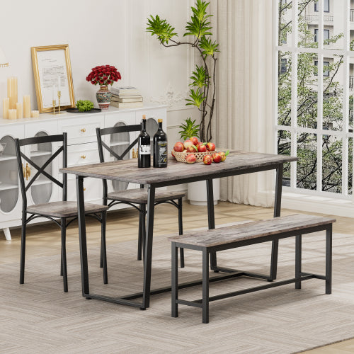 4-Piece Industrial Dining Set, MDF Table & 4 Backrest Chairs