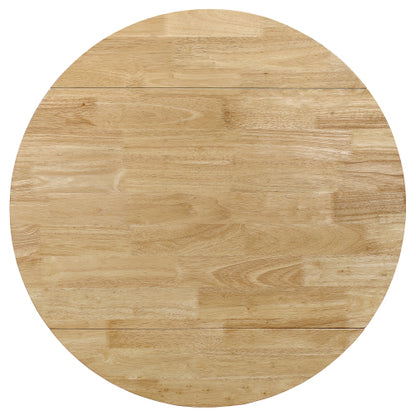3-Piece Natural Wood Drop Leaf Dining Set, Compact Round Table with 2 Tan Fabric Upholstered Chairs