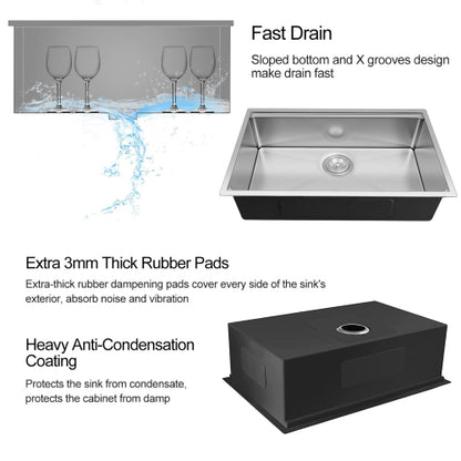 32 x 18 inch Undermount Workstation Sink, Stainless Steel Single Bowl Kitchen Sink 18 Gauge