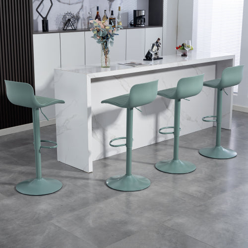 Bar Stools Set of 2 - Height Adjustable Swivel Counter Height Barstools with Back, Armless PU Leather Kitchen Island Chairs, Sturdy Large Base for Home/Bar/Restaurant-Mint Green