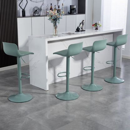 Bar Stools Set of 2 - Height Adjustable Swivel Counter Height Barstools with Back, Armless PU Leather Kitchen Island Chairs, Sturdy Large Base for Home/Bar/Restaurant-Mint Green