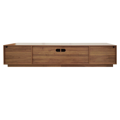 78.7 inch Walnut Mixed Slat Flat Panel Legless TV Stand Full Closed Media Console Fits Up To 85 inch TV
