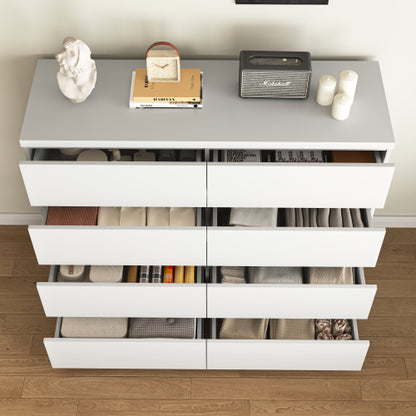 8 Drawers Dresser for Bedroom, Wood Bedroom Dresser Modern Drawer Chest, 8 Chest of Drawer, Tall Dresser for Closet, Dressers Organizer for Living Room, Closet, White