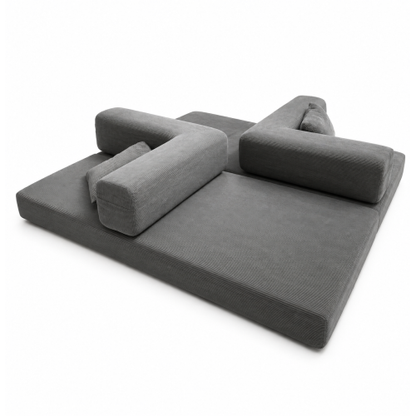 Multifunctional Convertible Corduroy 2-Seat Sofa Bed, Wide-Body Pure Sponge Compression Sofa for Small Space